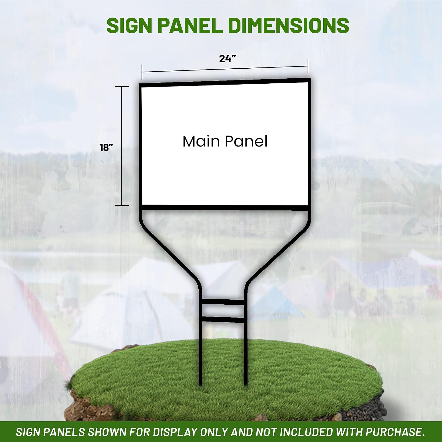 Real Estate Yard Sign Metal Round Rod Frame (Pack of 1), Steel Banjo Style Frame Yard Stakes, 18" x 24" Yard Sign Stakes, Open House Signs for Real Estate