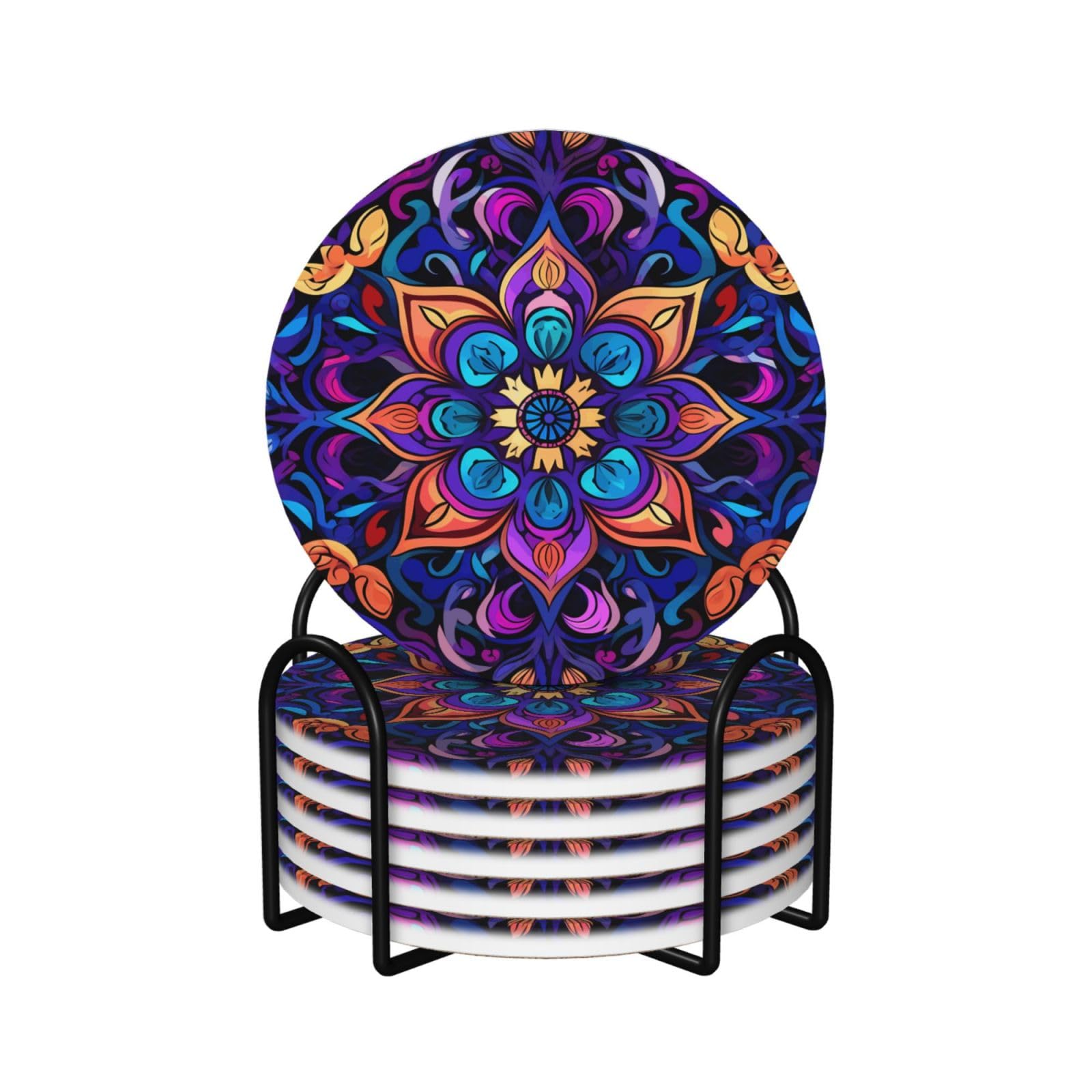 Dessous de verre en céramique lot de 6 ronds antidérapants pour cuisine et bar
