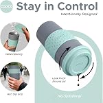 Copco Acadia 16oz Travel Mug with Lid, Set of 2 Double Wall Insulated Tumbler, Non-Slip Sleeve and BPA-Free - Microwave & Dishwasher Safe, Reusable Plastic To Go Travel Coffee Mug (Aqua/Gray)