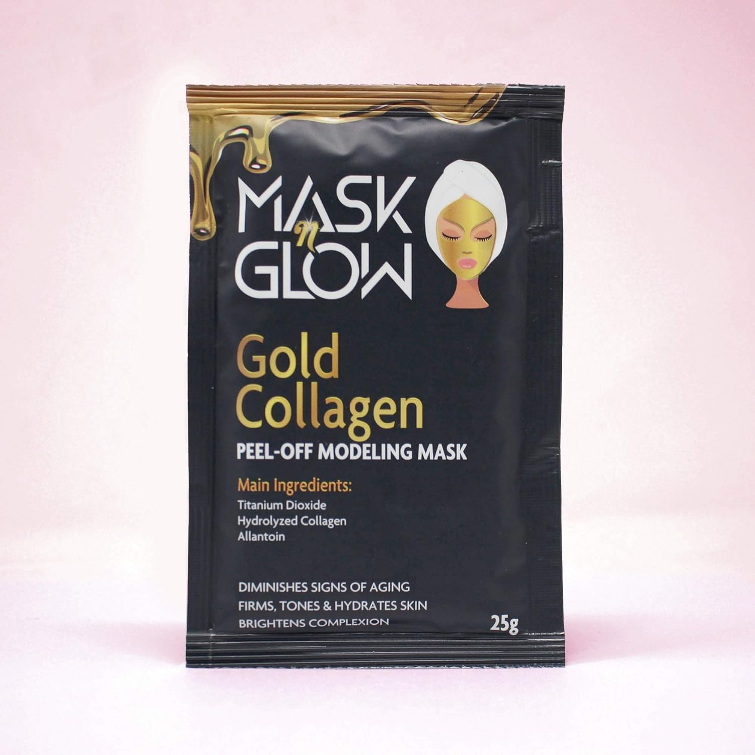 Premium Gold Collagen Modeling Peel-Off Mask"Rubber Mask" (Pack of 9 With Bowl & Spatula), Diminishes Signs of Aging, Firms & Tones Skin, Brightens Complexion, 25g. Made In Korea (9 Pack)