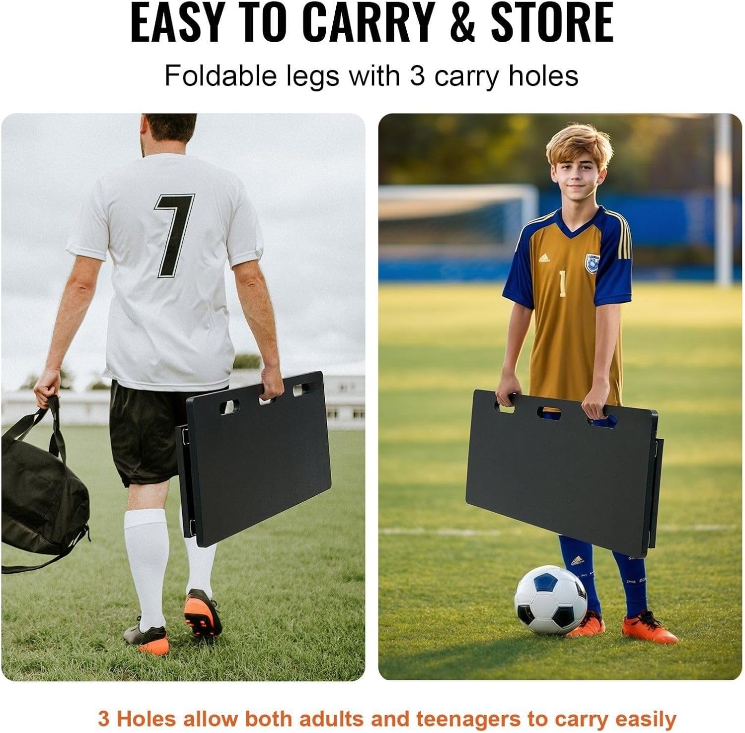 Soccer Rebounder Board, 40"X16" Portable Soccer Wall with 2 Angles Rebound, Foldable HDPE Kickback Rebound Board, Soccer Training Equipment for Kids and Adults, Passing & Shooting Practice