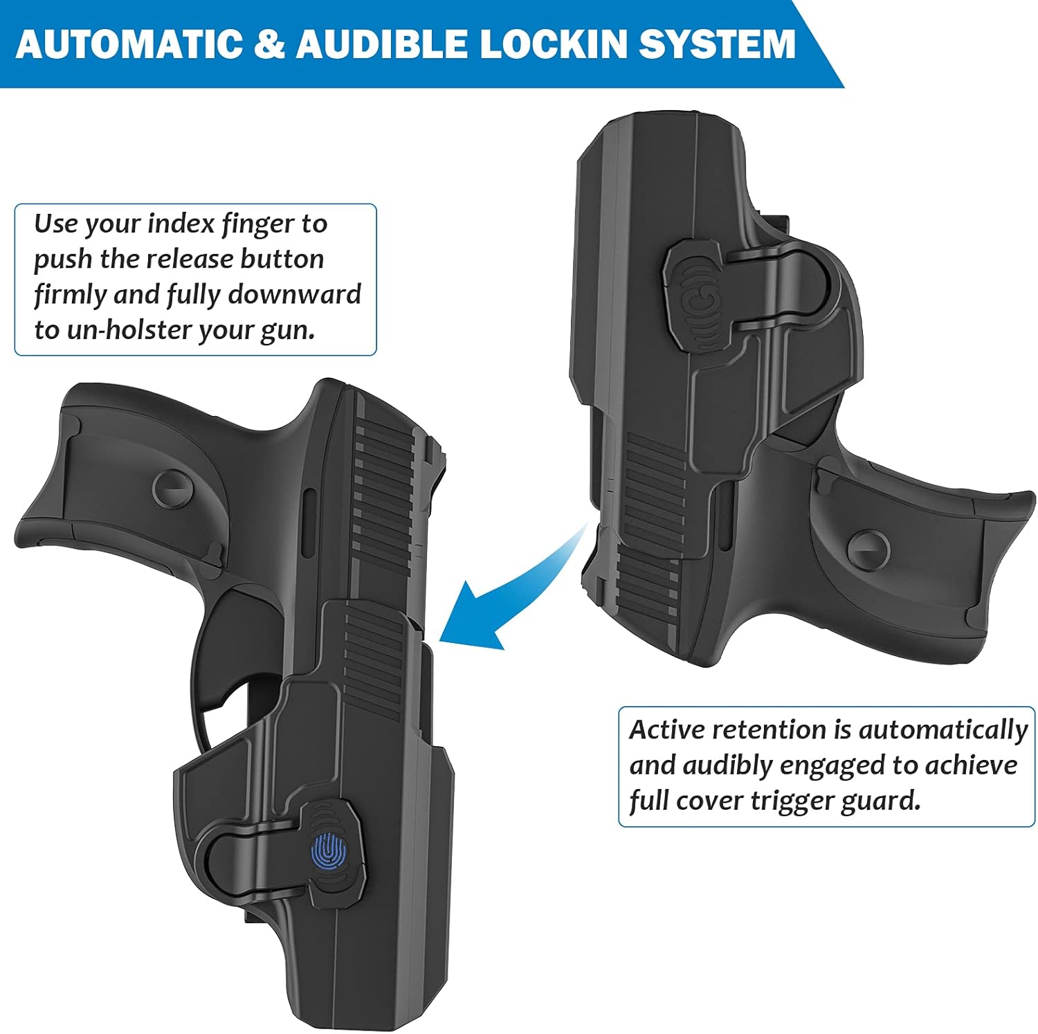 OWB Holster for Ruger LC9 LC9s LC380 EC9 Ec9s, Tactical 60° Adjustable Outside Waistband Open Carry Paddle Belt Holster with Index Finger Relase Button, Right-Handed (Unfit Laser/Sight Version)