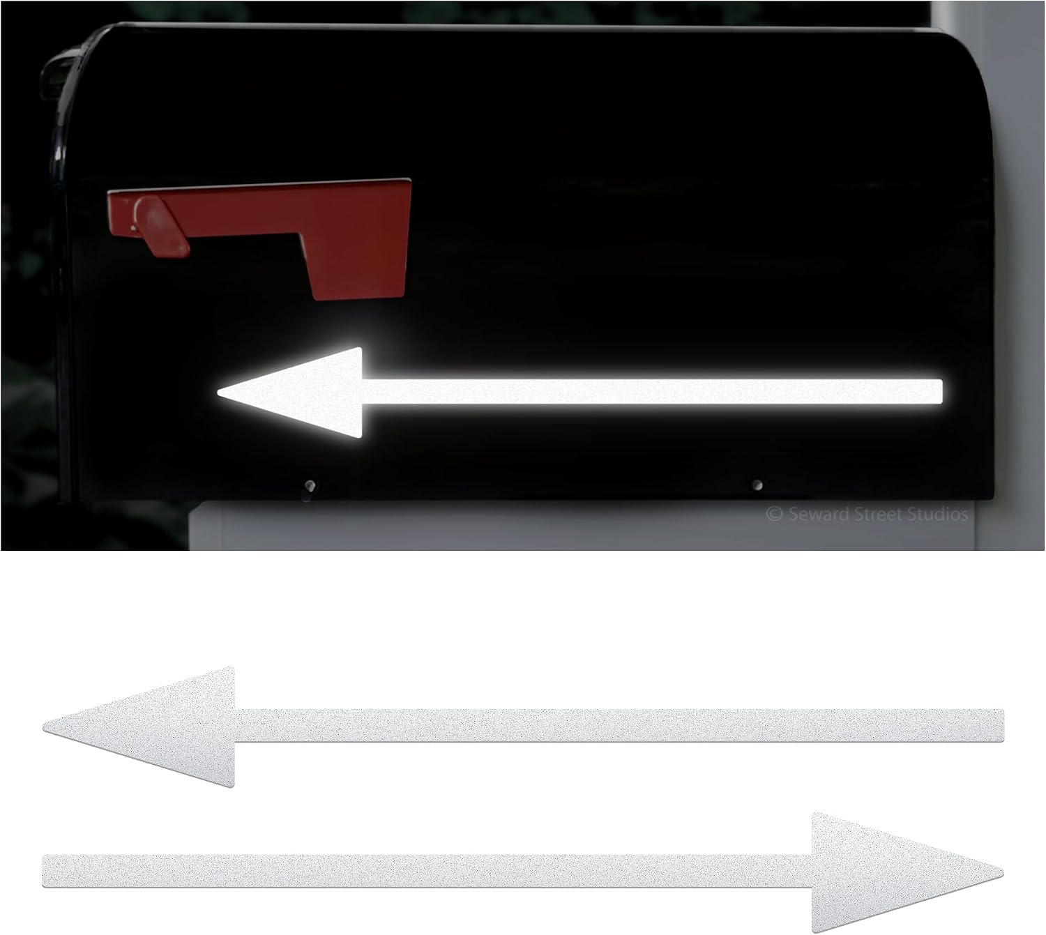 Set of 2 Reflective Mailbox Arrow Decals, Two Outdoor Arrow Stickers, New Home Gift - #1391R-SZ