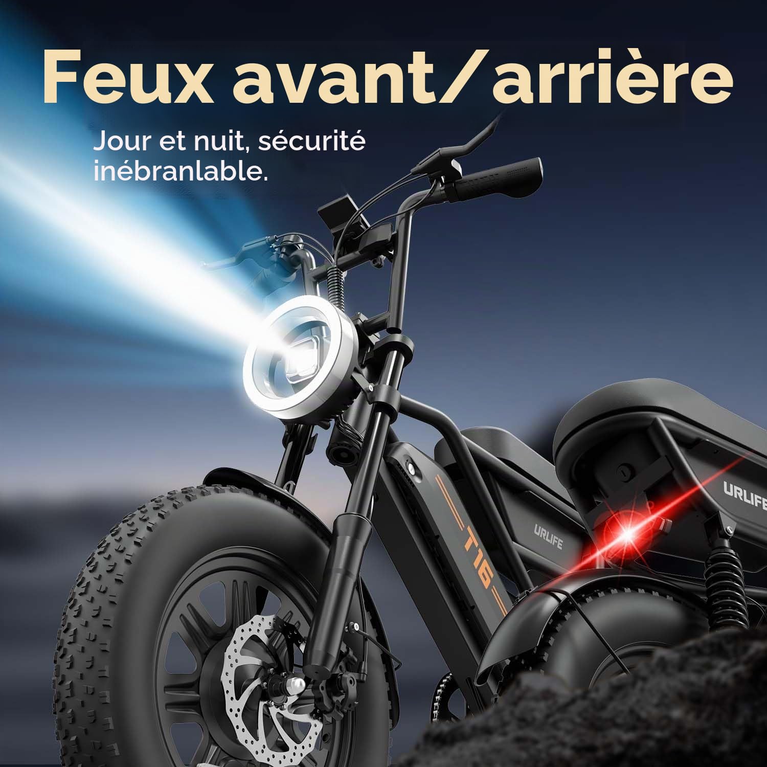 URLIFE Vélo Électrique pour Adultes, 16" x 3.0 Portée de 100 km E Bike | Batterie Amovible 48V 13Ah, Portée de 100 km Moteur sans Balais 250W, Double Suspension, Velo Electrique pour Adolescents