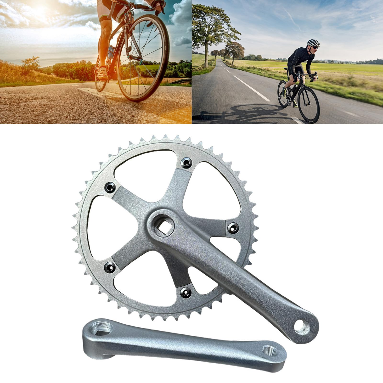 COOLHOOD 165mm 48T Crankset for Single Speed and 9/10/11 Speed Bike Crankset Mountain Bike Road Bike Aluminum Alloy Bicycles Crankset Set