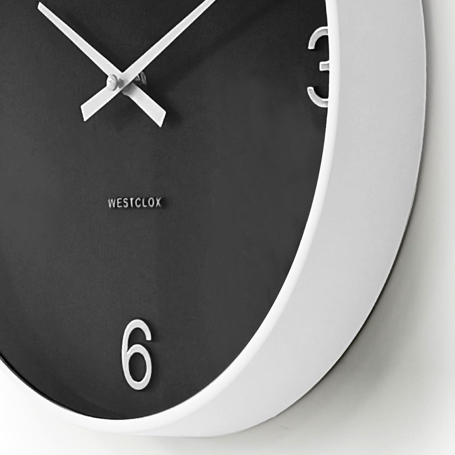 Westclox 20 Inch Contemporary Black and White Wall Clock with Large Easy to Read Dial, Quartz Accuracy, Glass Lens, Metal Hands and White Frame, Battery Operated Analog Clock for Home or Office