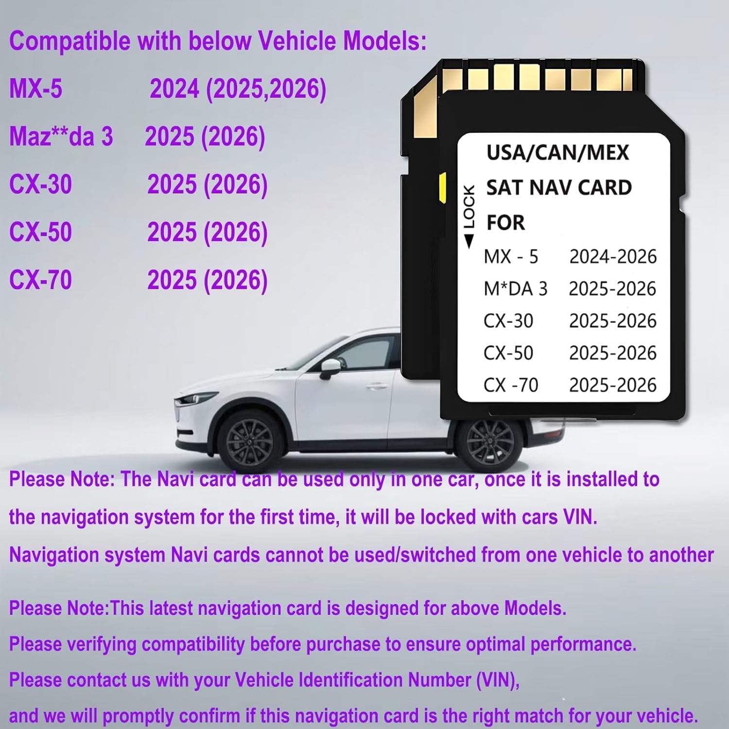 2025 2026 Latest Navigation Memory sd Card Compatible with Maz*da 3(2025 2026),Cx-30(2025 2026),Cx50(2025 2026),CX-50 Hybrid(2025 2026),Cx70(2025 2026),MX-5(2024-2026),(NAVISD2425)