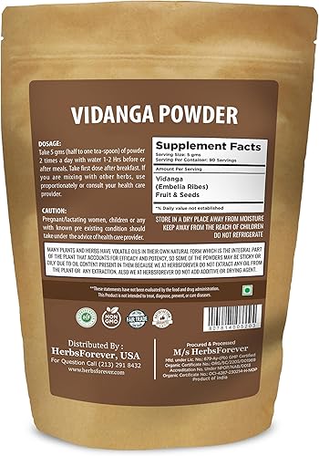 Miniatura 2 de HerbsForever Vidanga Powder - Embelia Ribes - Hierba para el cuidado de la digestión - Sin OMG, orgánico, vegano - 454 GMS