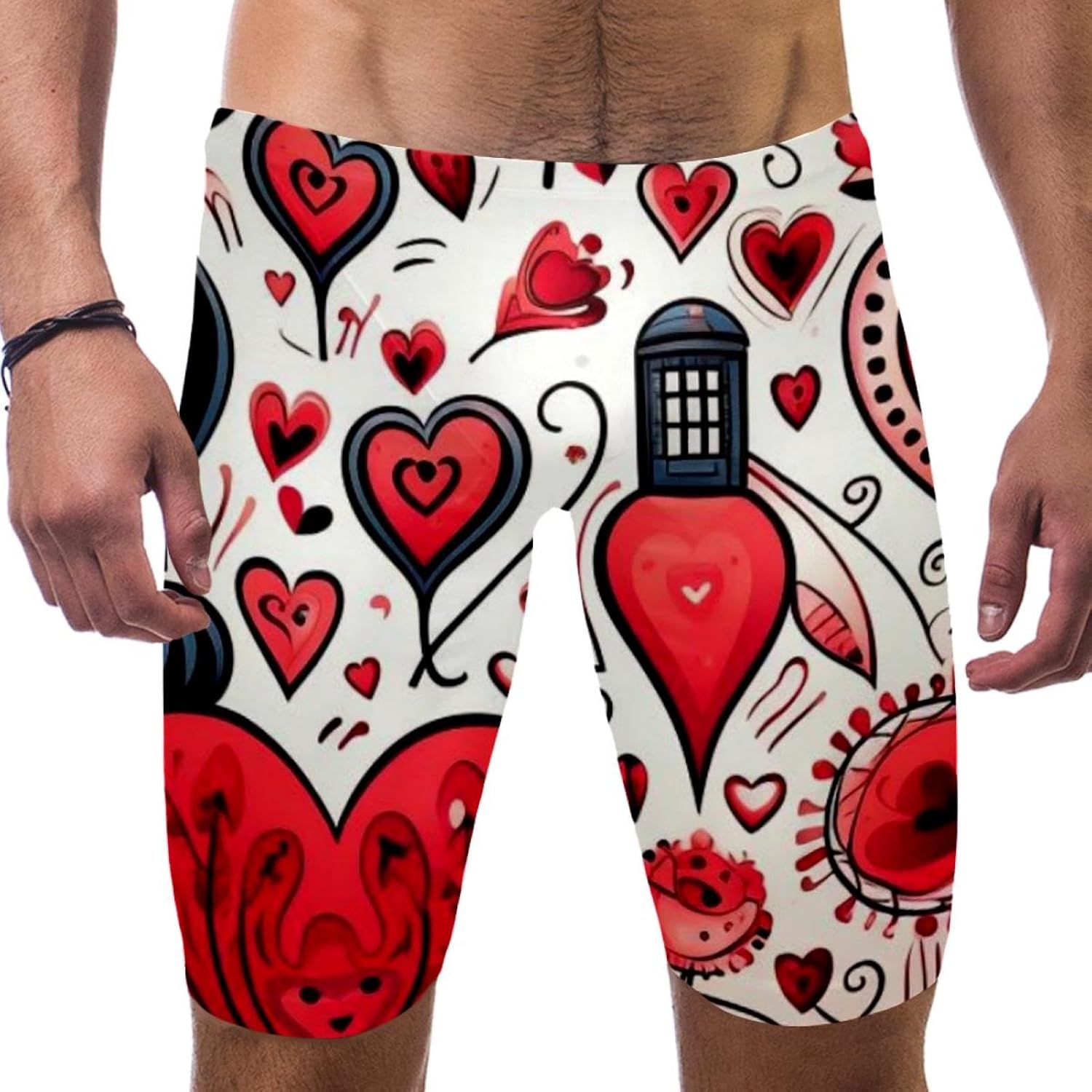 Valentine's Day Boys' Swim Jammers Youth Competitive Swim Team Suit Quick Dry Athletic Swimming Shorts