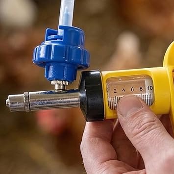 Automatic Veterinary Continuous Syringes Animal Injections Regulable Vaccines for Livestock Pigs Cattle Sheep Stainless Steel Poultry Adjustable Continuous Dosing Vaccinator Injector Chicken Tool Farm