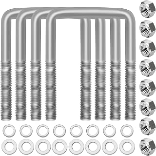 4 Pcs Hot Dipped Galvanized Square U-Bolts,1/2" D x 3 1/16" W x 4 5/16" L,3 inch Wide Boat Trailer U-Bolts with Washers and Nuts for Boat Trailer,Automobiles,Industrial,Heavy Duty U Bolt