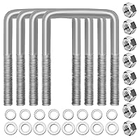 Vista 7 de 4 juegos de pernos en U cuadrados de acero inoxidable 304, pernos en U de 3 pulgadas de ancho, 1/2" D x 3-1/16" W x 4-5/16" L pernos en U