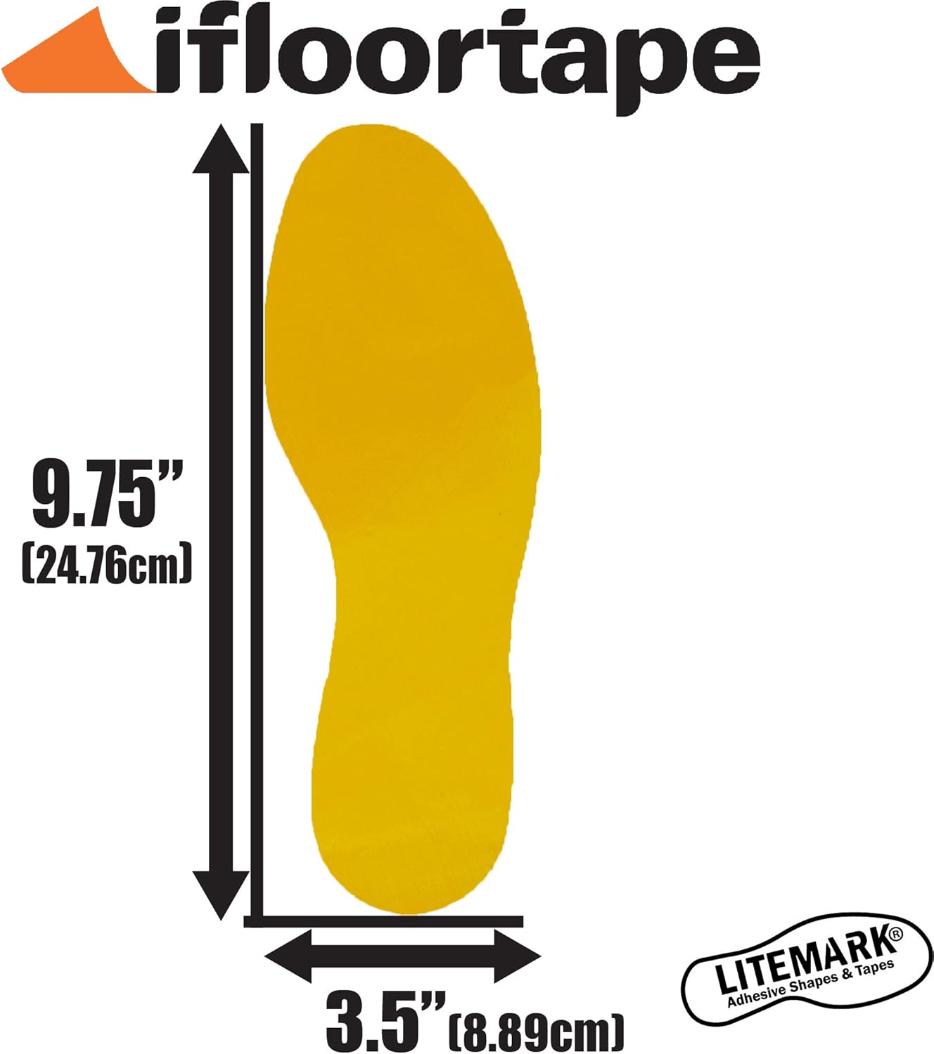 ifloortape 9.5" Yellow Footprints for 5S Lean Organization Floor Marking,Industrial Adhesive with Removable Liner,Ideal for Warehouse, Factory & Office - 24 Pcs (12 pairs)