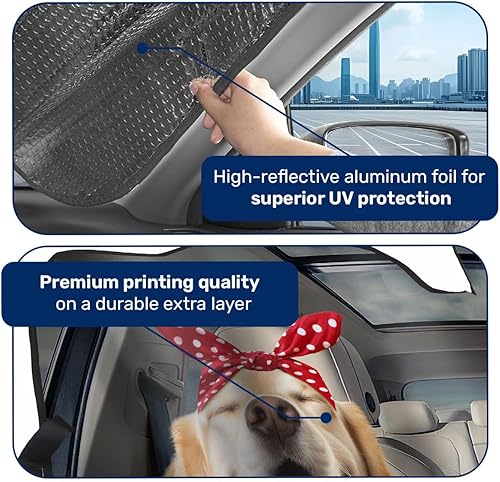 Miniatura 4 de Parasol divertido para parabrisas de pareja de perros Golden Retriever para automóvil, SUV, camión (55 x 30 pulgadas), parasol para parabrisas,