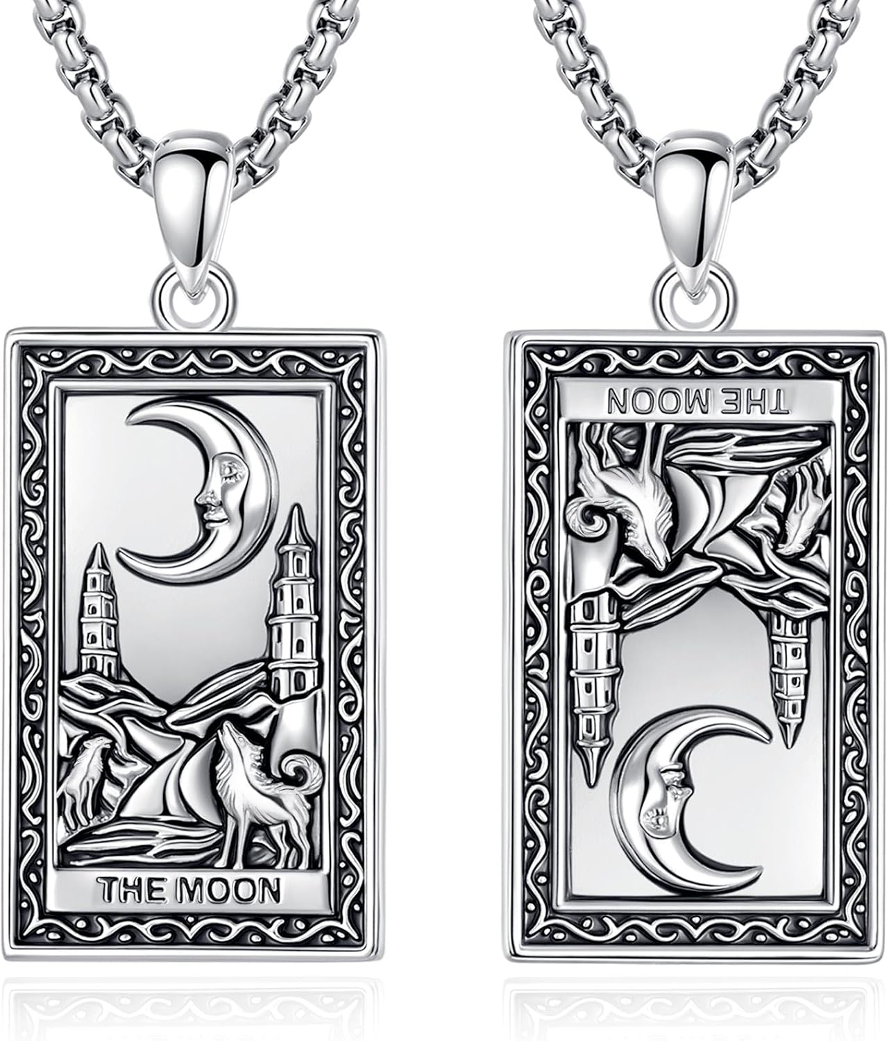 CELESTIAL Tarot Card Necklace Square Pendant Necklaces Tarot Necklace Vintage Luck Amulet Pendant Christmas Birthday Gifts for Women Men Unisex