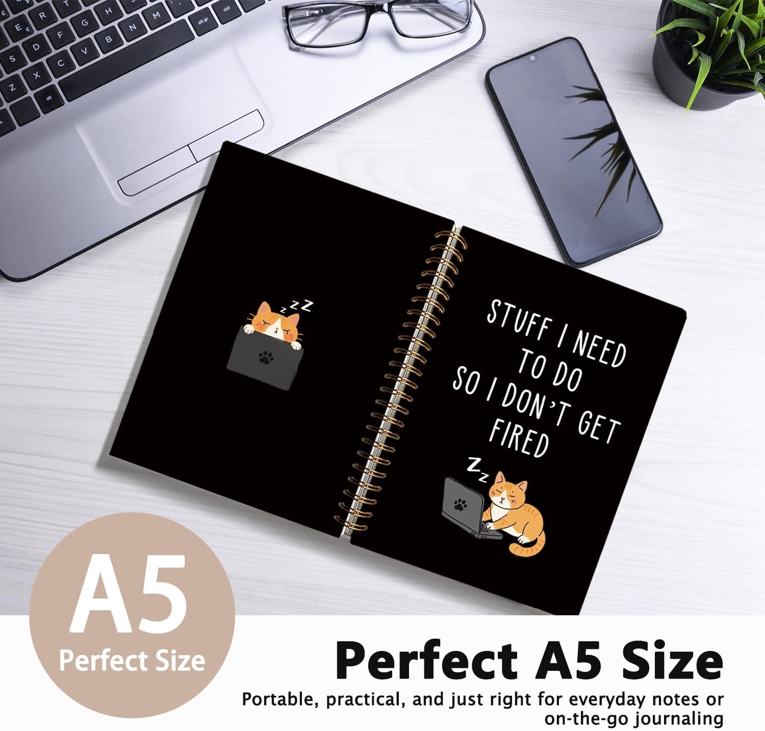 Cat Notebook Journal, Funny Notebooks for Work, New Job Gift image 2