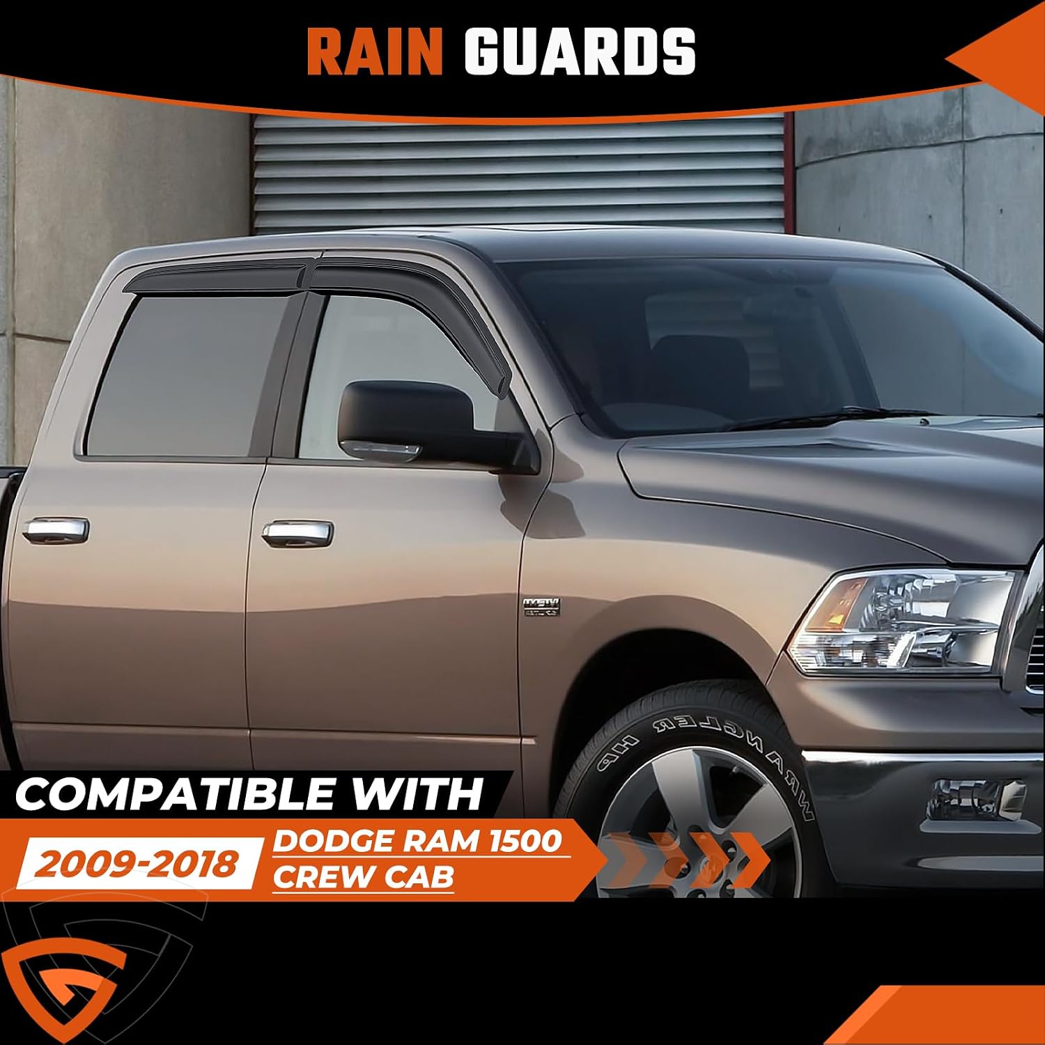 rain guards fit for dodge ram 1500 crew cab 2009 2010 2011 2012 2013 2014 2015 2016 2017 2018, tape-on side window deflector durable 2009-2018 ram 1500 crew cab rain guard black 4 pcs fit for dodge ram 1500 crew cab 2009-2018