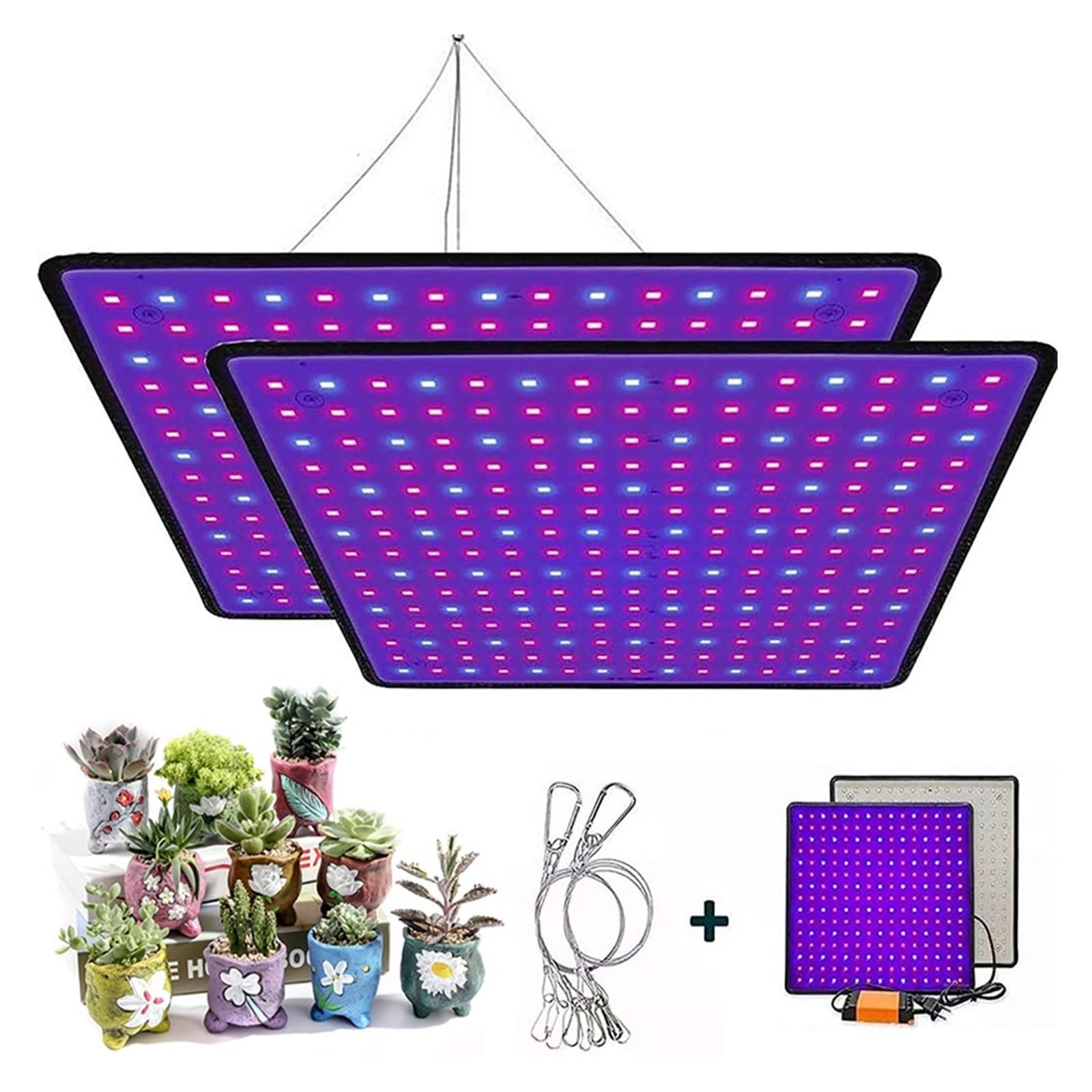 Lámpara de cultivo, Luz LED de cultivo de 2000W, lámpara Phyto de espectro completo, fitoamplificador interior for flores, luz Led roja for cultivo de plantas, tienda de cultivo, 2 uds.(2pcs blue red)