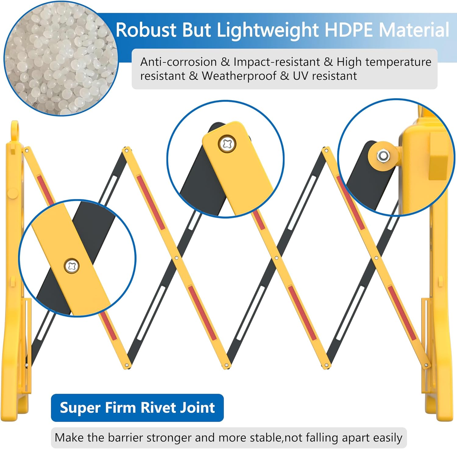 RELIANCER Expandable 8.46ft Safety Barricade,Retractable Security Barrier Water Filled Weighted Base,Adjustable Traffic Barricades,Outdoor Crowd Control Barriers,Driveway Isolation Gate,Garden Fence