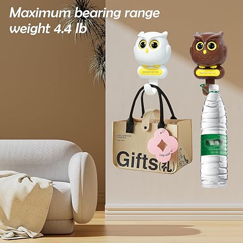 Miniatura 2 de TalkiiWith Ganchos adhesivos creativos, 3 unidades, soporte de búho guiño, decoración de habitación kawaii, montaje en pared creativo para colgar