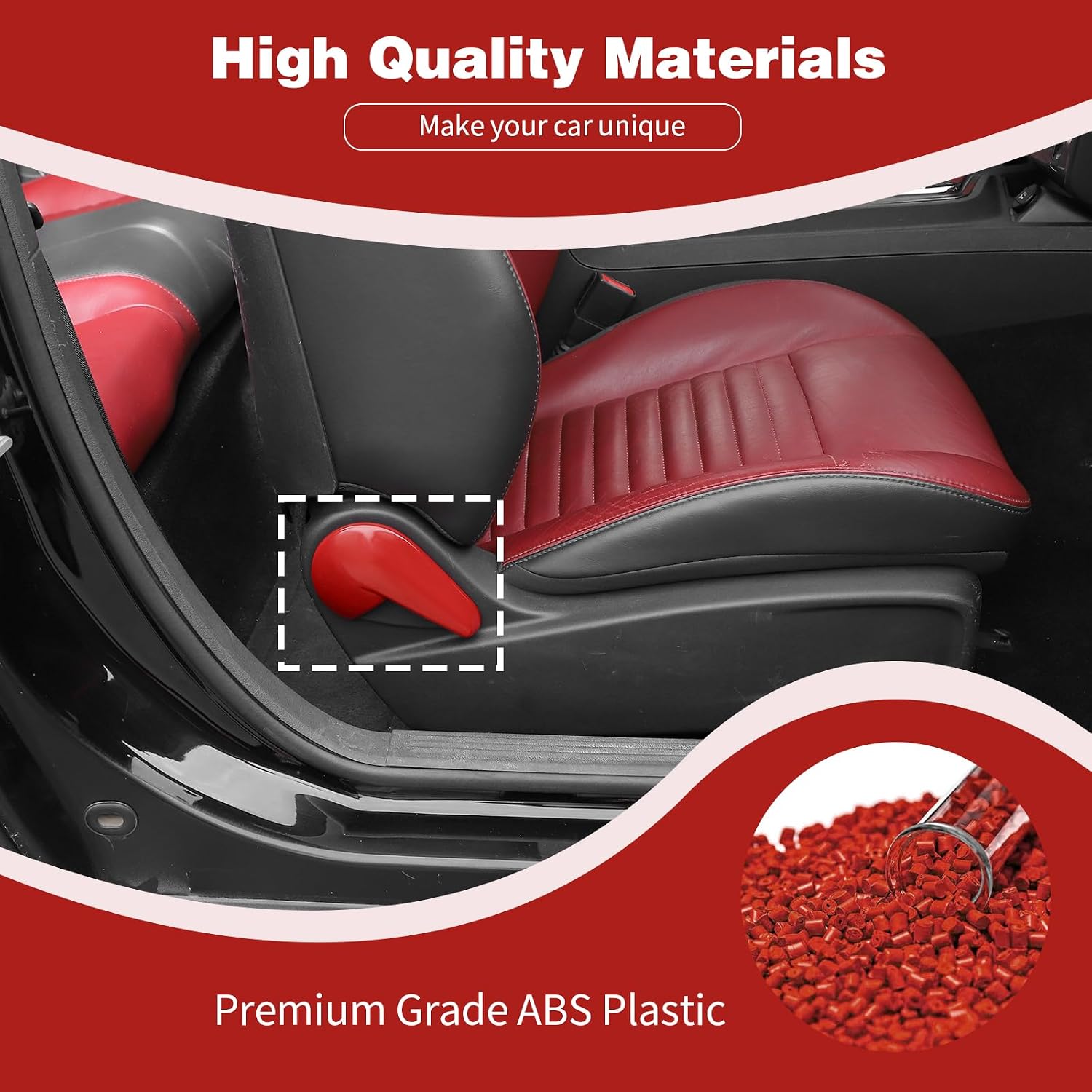 for Challenger Seat Back Adjustment Handle Trim Cover Fit for Dodge Challenger 2010-2023 Red Interior Accessories 2pcs