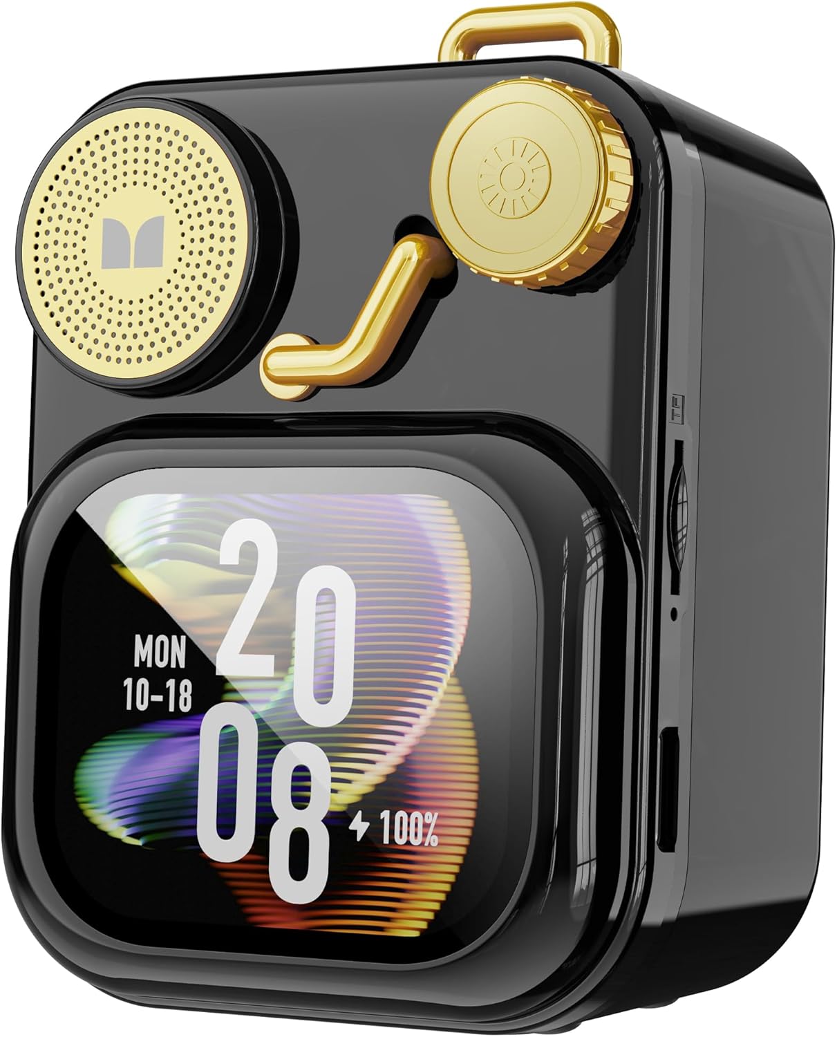 Monster S350 Bluetooth Speakers, Portable Wireless Speaker with Touch Screen, Bluetooth 6.0, Retro Gift Speaker with Message and Alarm Push, Support TF Card, for Friends, Black