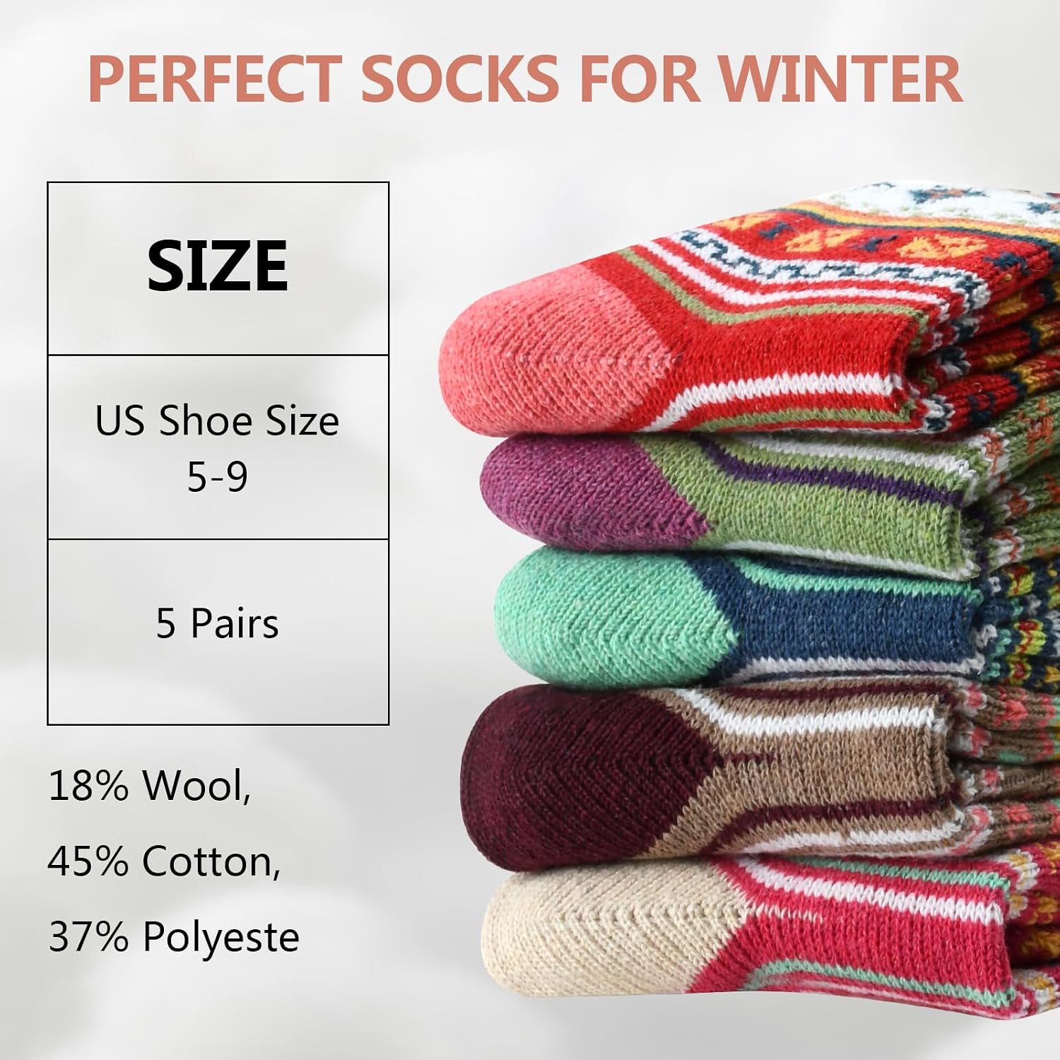 FYC Socks for Women Winter Thick Warm Wool Socks Cozy Crew Christmas Gift image 5