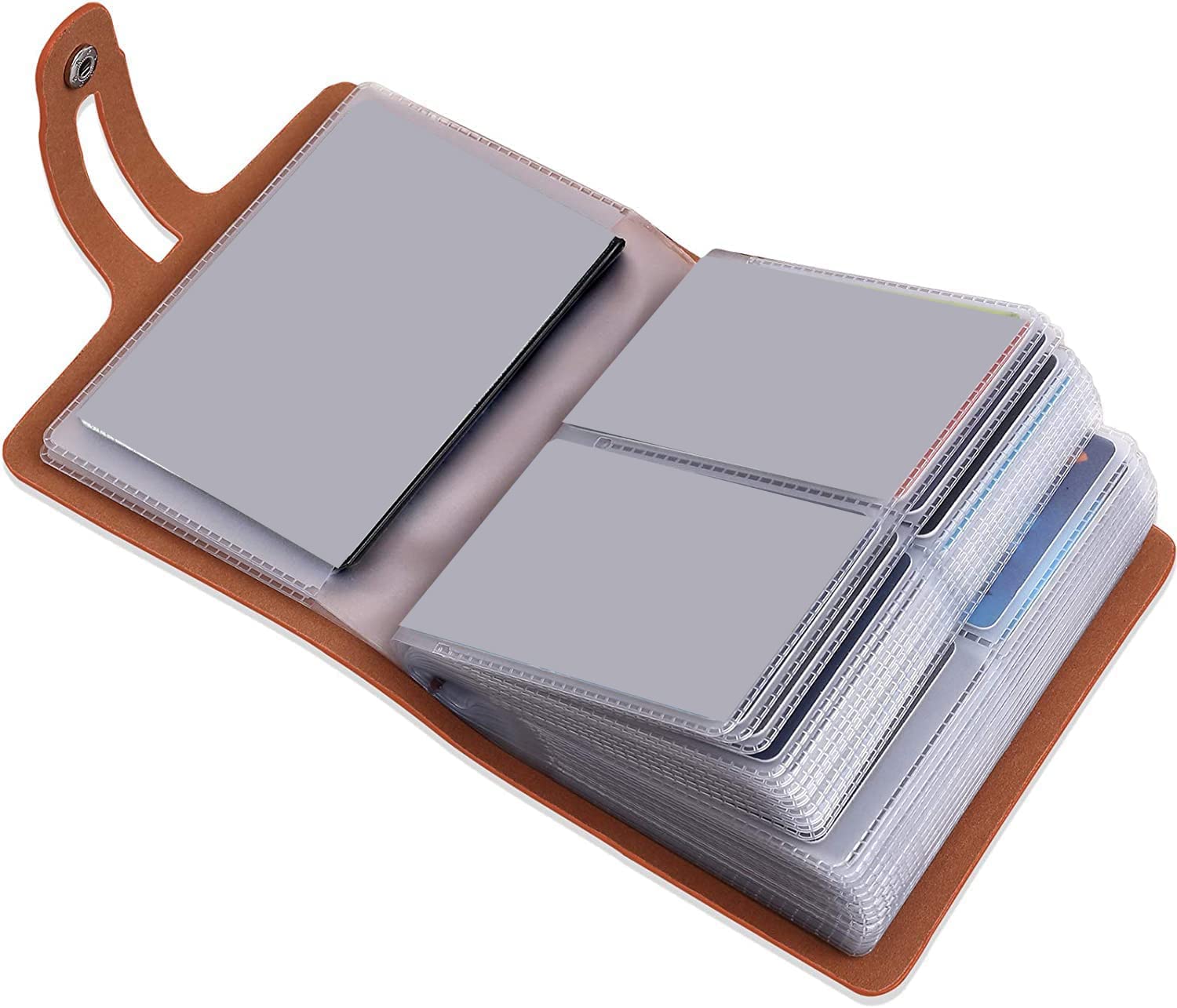 60 Card Slots Credit Card Holder, Business Card Holder for Women or Men, RFID Safety, Leather Credit Cards and Business Cards Organizer, Easy To Carry, for Office, Traveling and Business Trips(Brown)