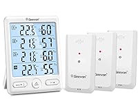 Vista 11 de Geevon Termómetro inalámbrico para interiores y exteriores con 3 sensores remotos, (negro)