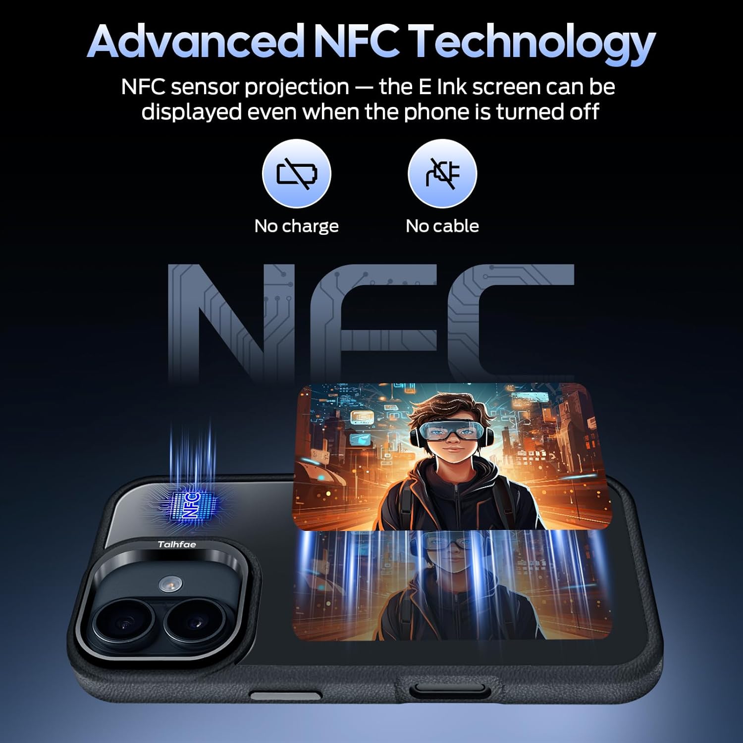 Smart E Ink Phone Case for iPhone 17 – 4.0" HD 528×768 | Upgraded Durable NFC Digital Phone Case with Faster NFC Transmission, 4-Color Eink Display, DIY Changing Picture