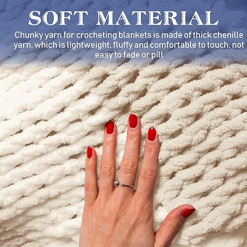 Miniatura 2 de Paquete de 10 hilos de felpilla gruesa de 280 yardas a granel, hilo grueso para tejer a ganchillo, para suministros de manualidades y manualidades