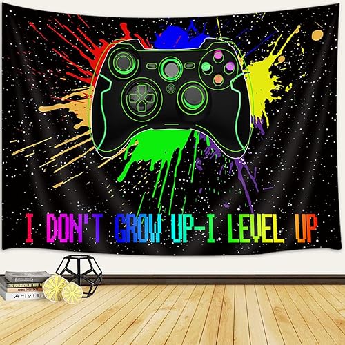 Miniatura 11 de Letrero de neón de juegos para hombre, arte de pared retro de los años 80 para colgar en la pared para dormitorio de niños, tapiz moderno y