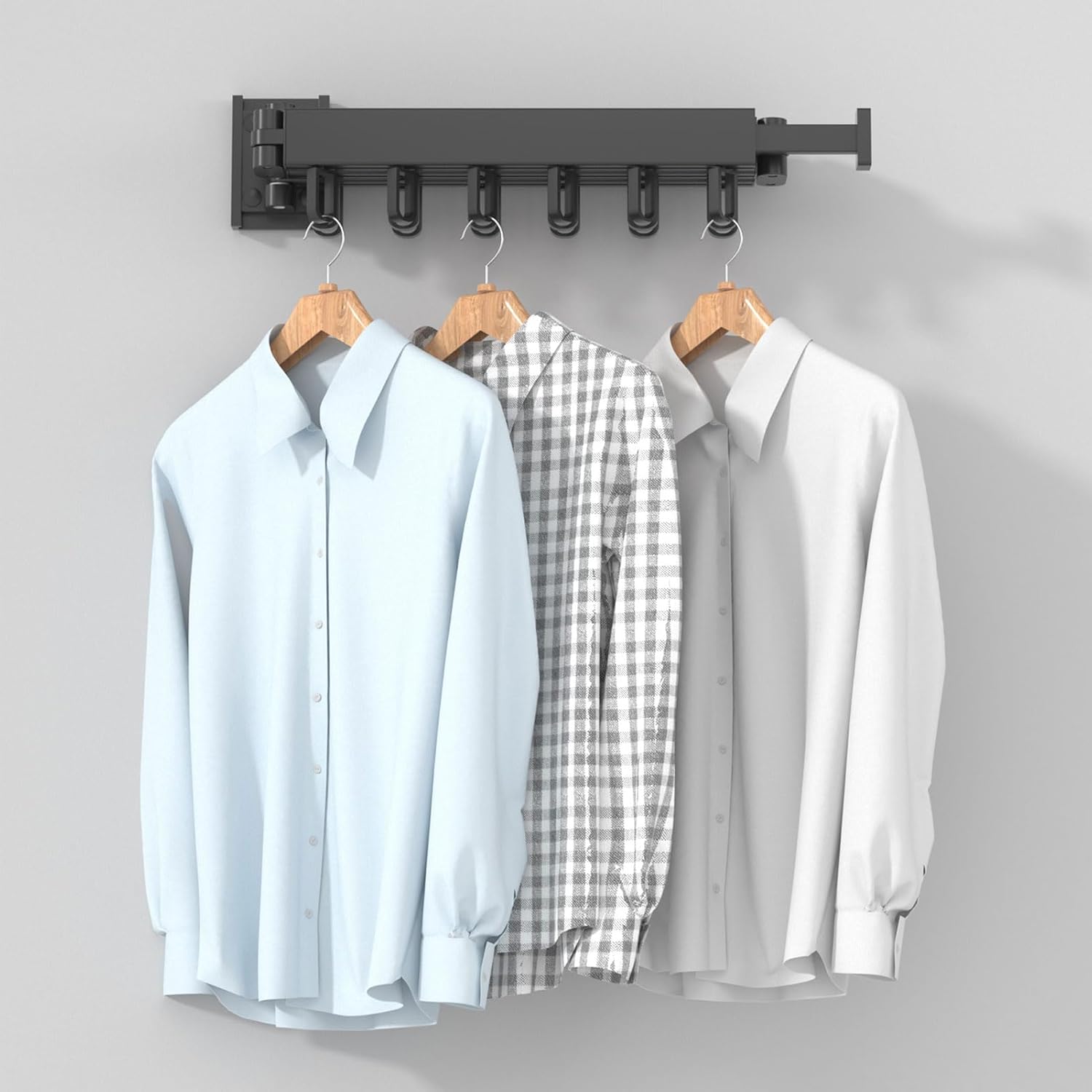 Wall Mounted Clothes Drying Rack, Laundry Stand Organizer Aluminum Alloy, Clothes Drying Rack Folding Indoor, Racks for Laundry Room, Saves Space (Black 94cm/37in)