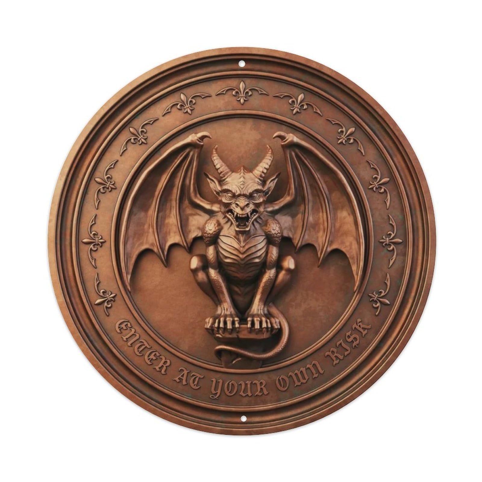 Dragon Gargoyle 3D Copper Metal Tin Sign Plaque