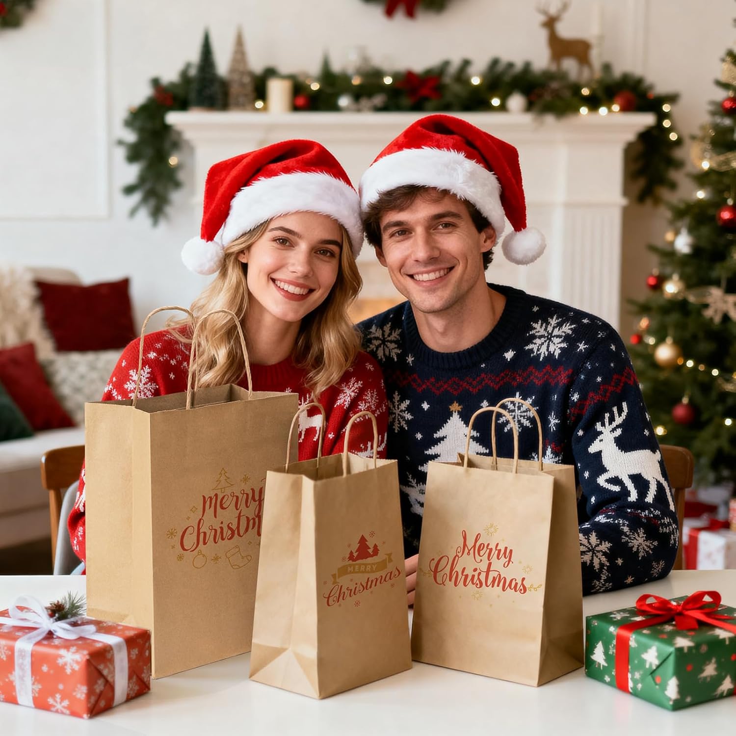 MESHA 90 Pack Brown Kraft Paper Bags with Handles Bulk, Multiple 3 Assorted Sizes Eco-Friendly Gift Bags for Small Shopping Business - Party Favors, Retail, Birthday Goody Bags & Grocery, 5/8/10 Inch - Image 9