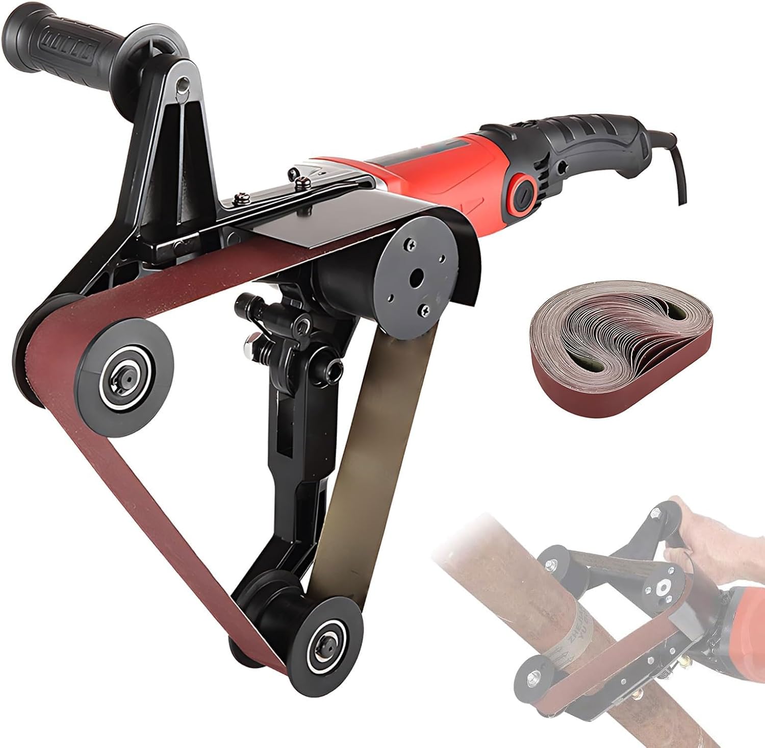 Pipe Tube Polisher Sander,800W Stainless Steel Pipe Sander with 6 Speeds Adjustable,Tube Grinder with 50 Belt,Steel Metal Pipes Polishing Sanding Machine,for Plastic Aluminium