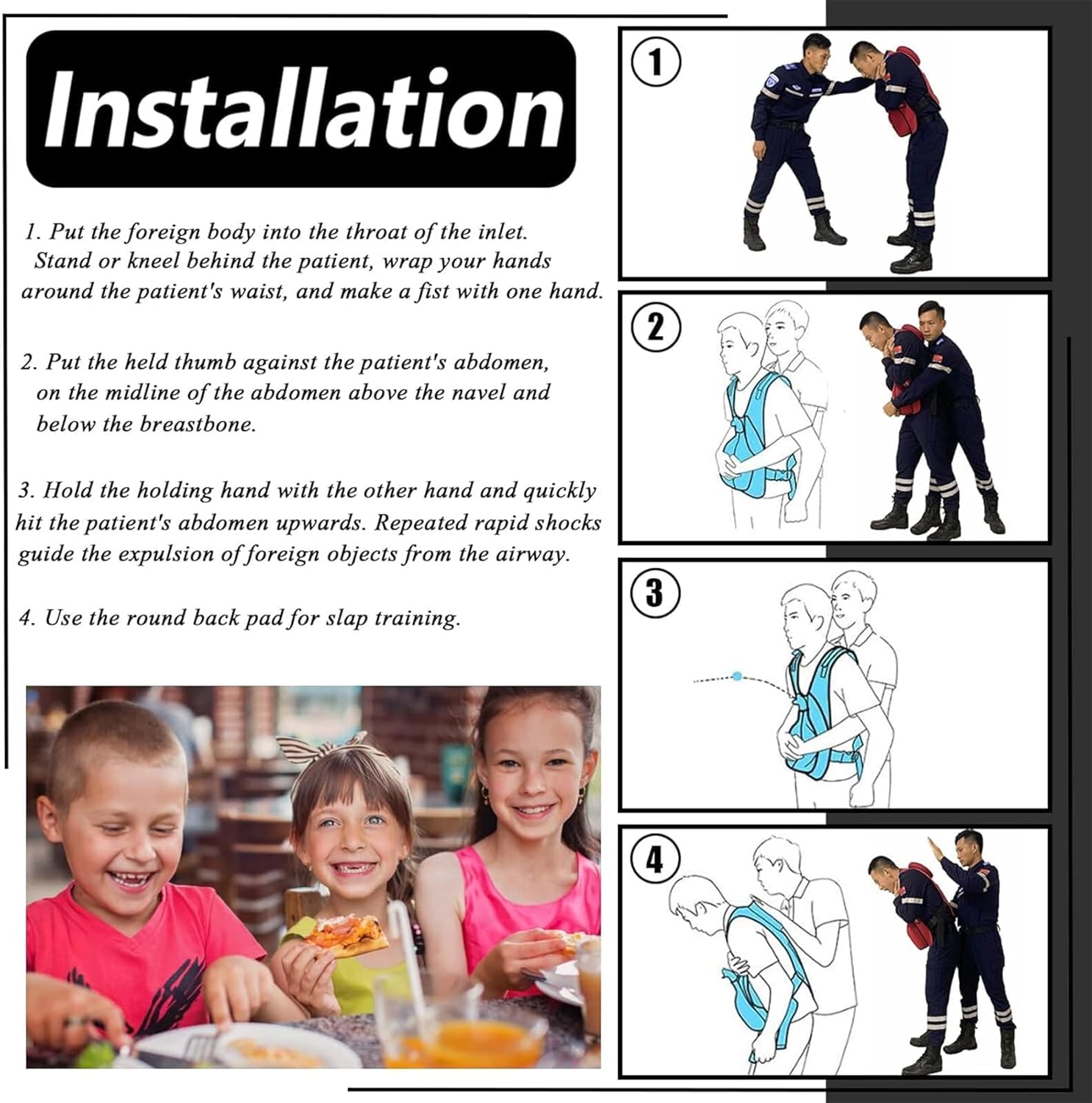 Anti Choking Obstruction Trainer Vest, Airway Obstruction Simulation Training Wearing Vest with Back Shot, Adjustable Shoulder Straps and Waist Belt, Intuitive Operation, for First Responder
