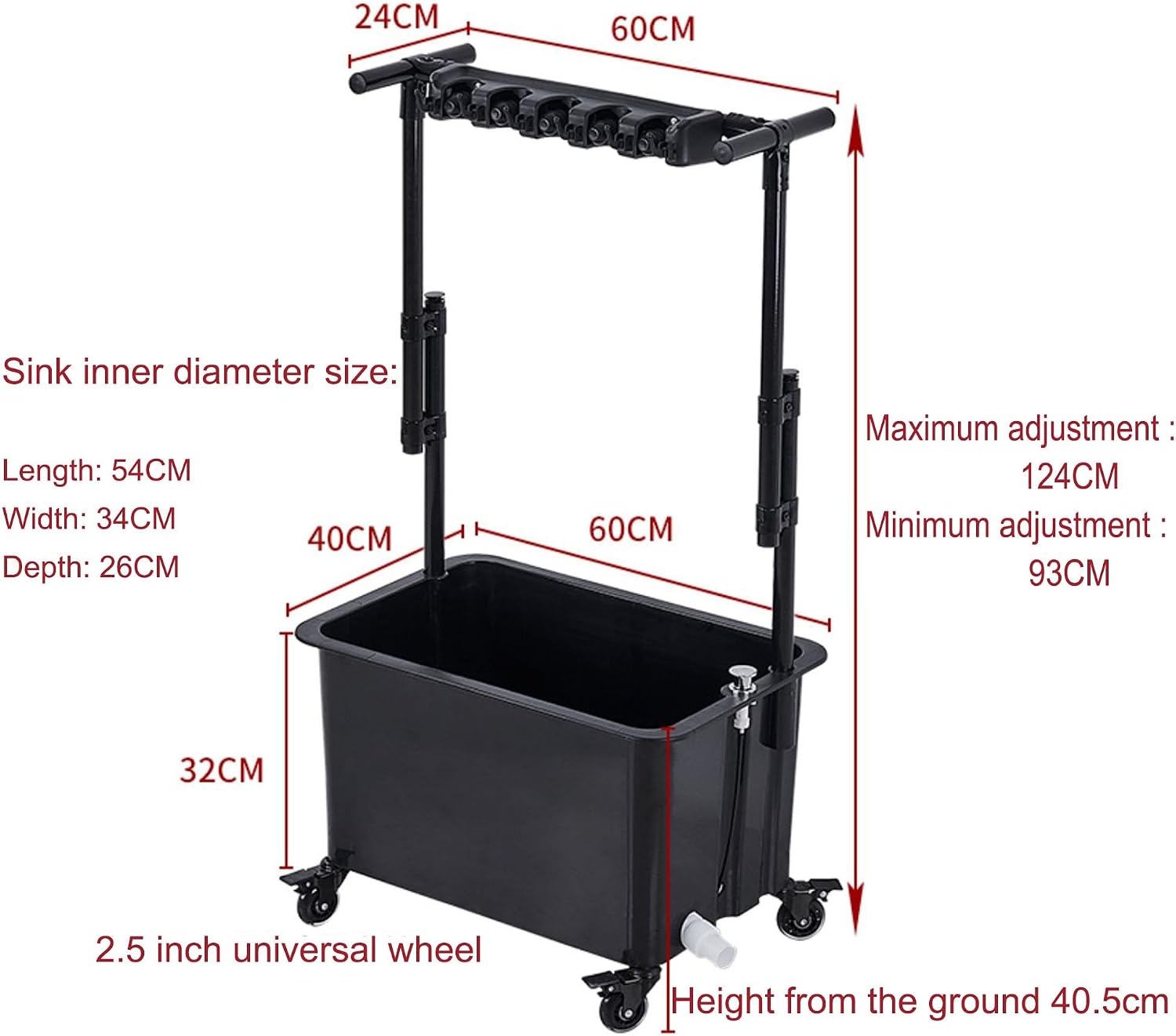 Mop Broom Holder Cleaning Supplies for Housekeeping Mop Bucket Garden Tool Organizer Rack Cleaning Cart on Wheels Broom Closet Storage Cabinet Movable Commercial Mop Drain
