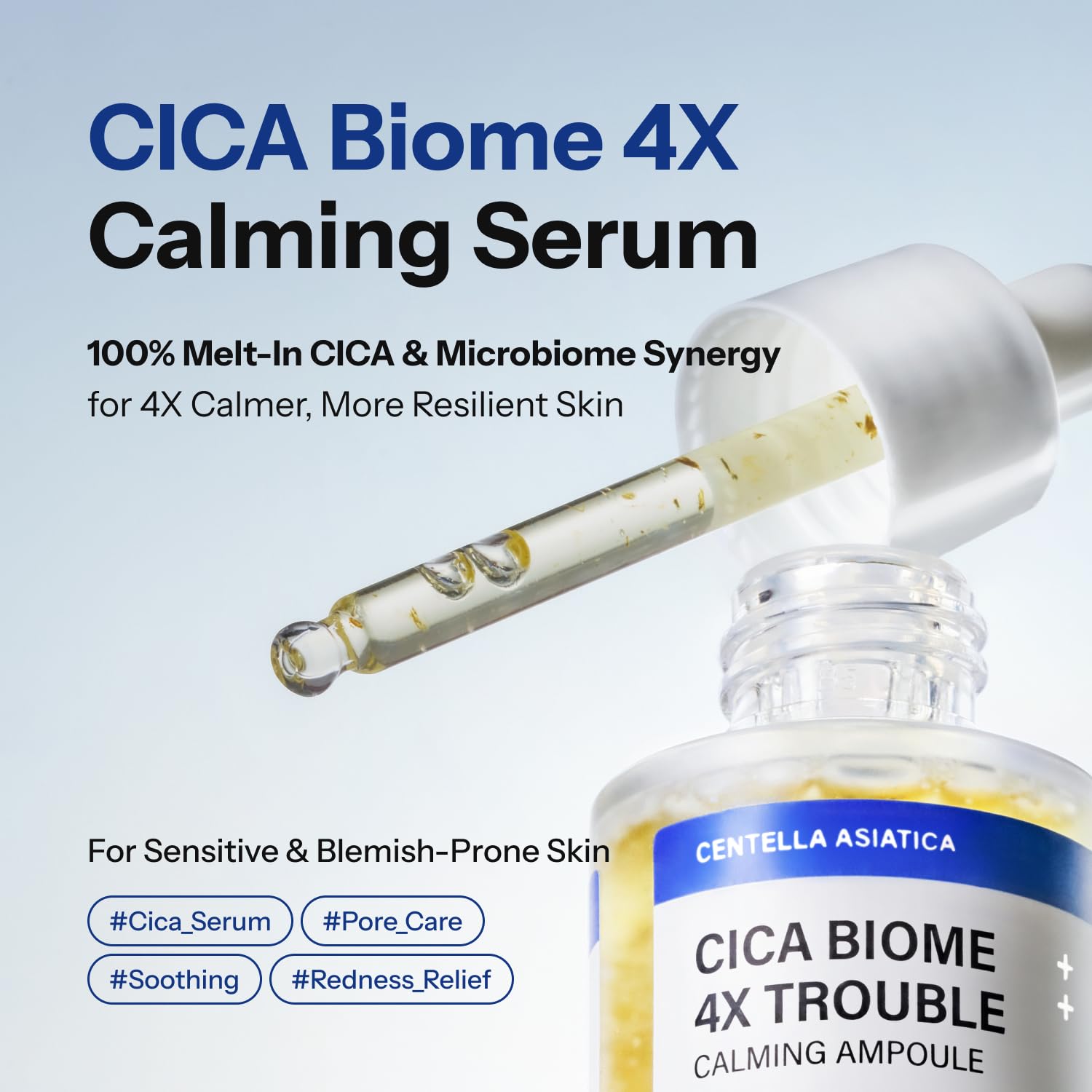 Cica Biome 4X Calming Serum, Centella Asiatica & Niacinamide Facial Serum for Sensitive Skin, Soothing & Pore Care, Korean Skincare (1.01 Fl Oz / 30ml) - Image 2
