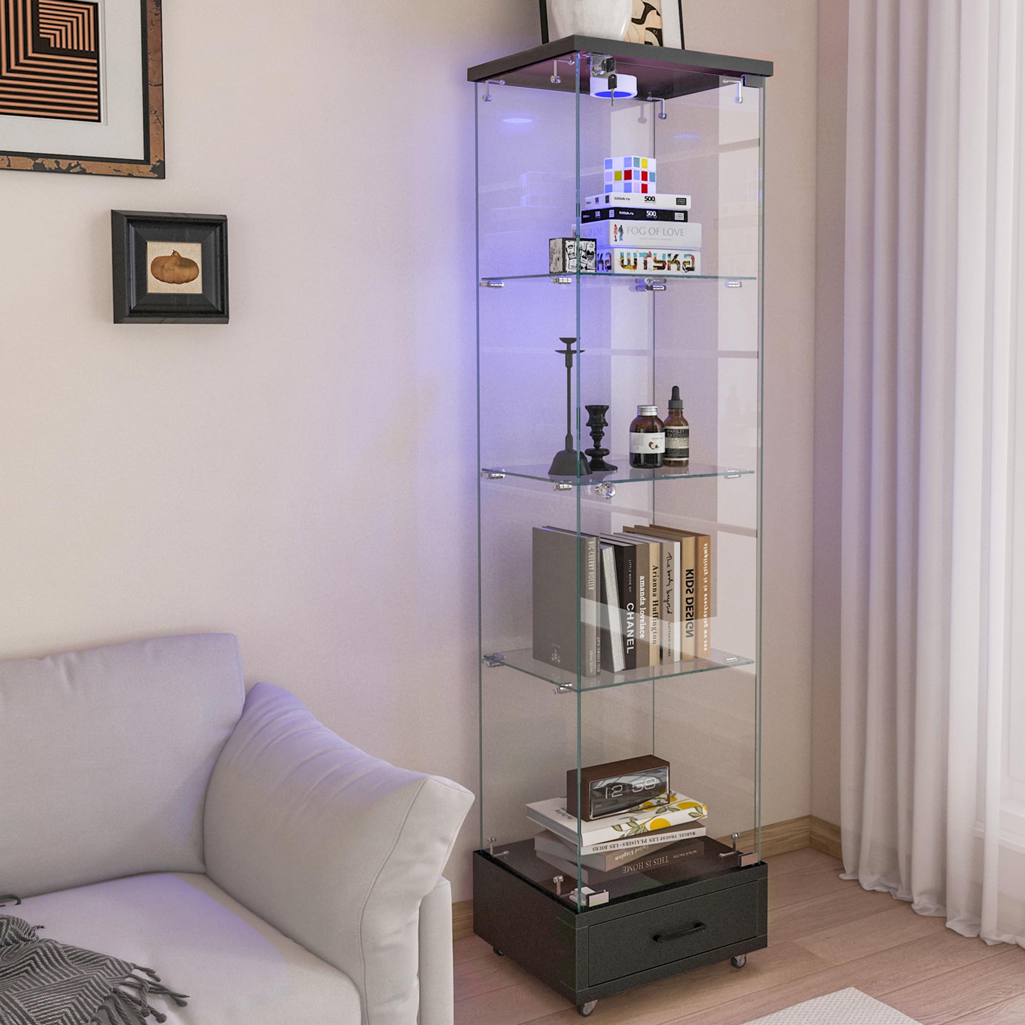 Amazon.co.jp: ガラスケース ショーケース【13色調光・LED照明】5mm