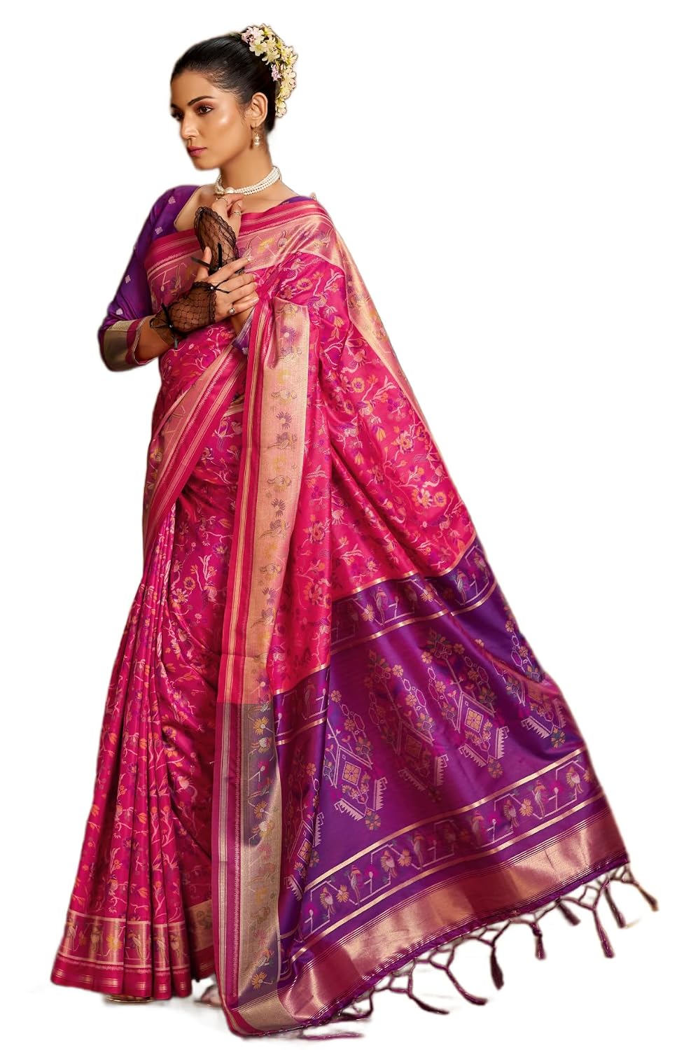 MADHUHANSH Women's Pure Kanjivaram Banarasi Silk Saree With Rich Zari Woven Contrast Border and Unstihed Blouse Piece Fest... - Review, Price and Buying Guide