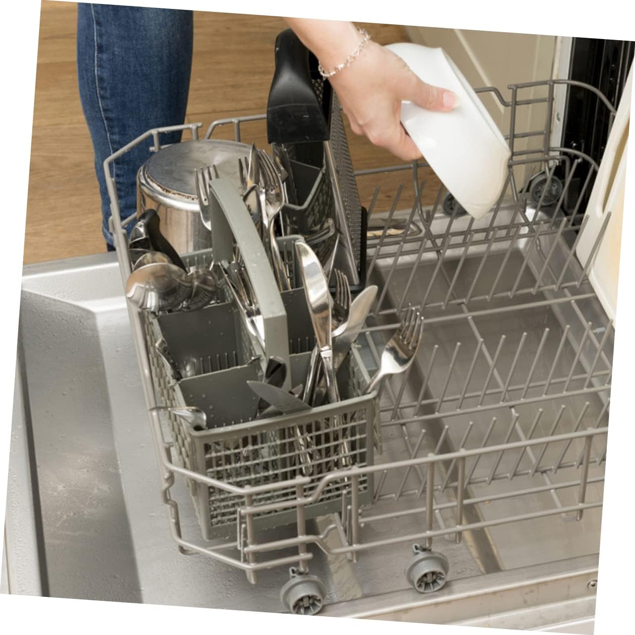 KALLORY Universal Dishwasher Utensil Basket for Small Silverware Holder for Cutlery Chopsticks and Small Items