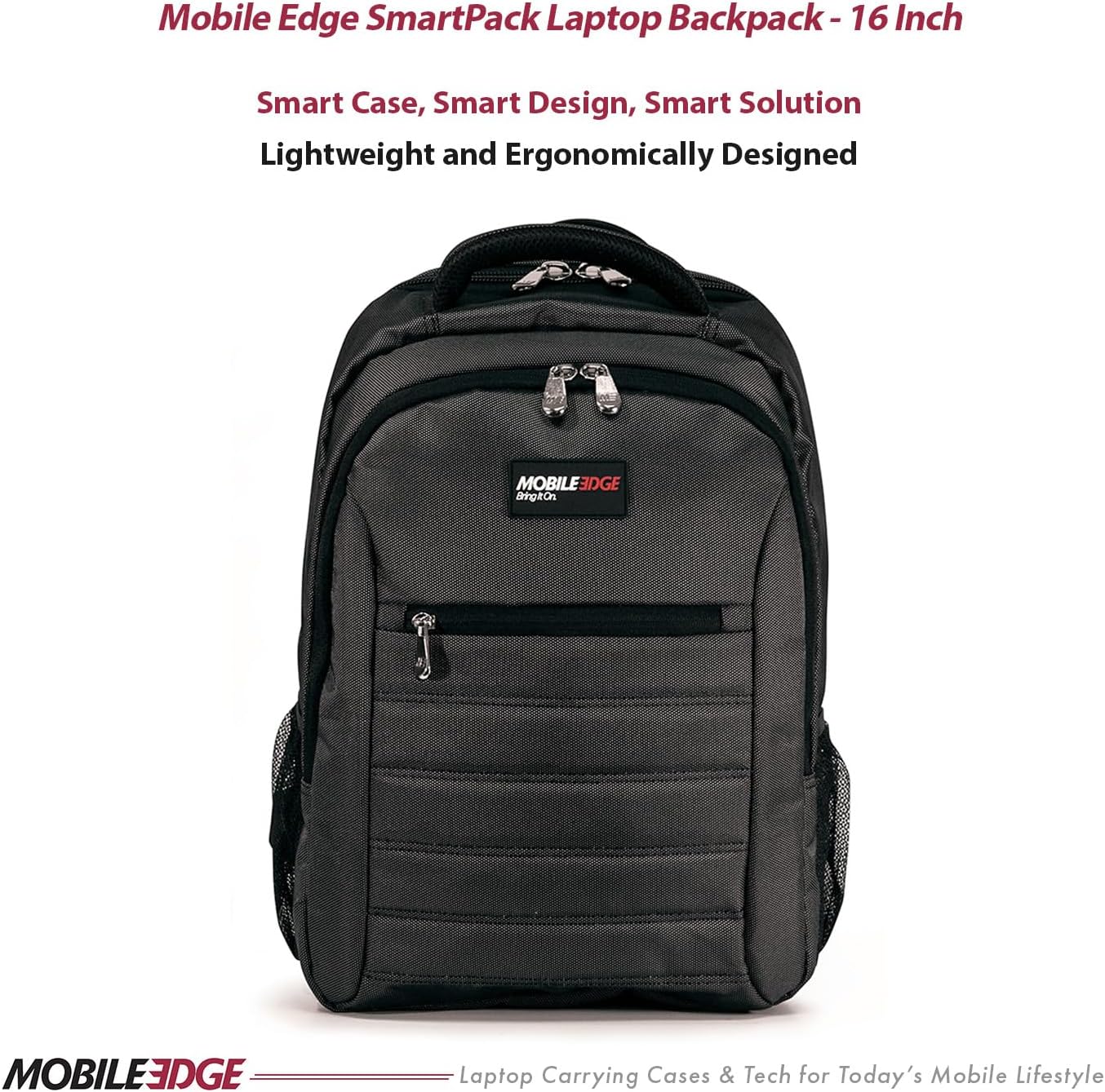 Mobile Edge Charcoal SmartPack 16 Inch Laptop Backpack for Men and Women with Padded Tablet Pocket, Lightweight, Charcoal Black