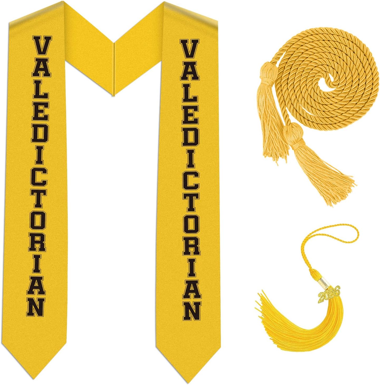 2026 Valedictorian Graduation Stole - Yellow 2026 Tassel Honor Cord, Top Graduate Academic Ceremony Grad Accessories image 2
