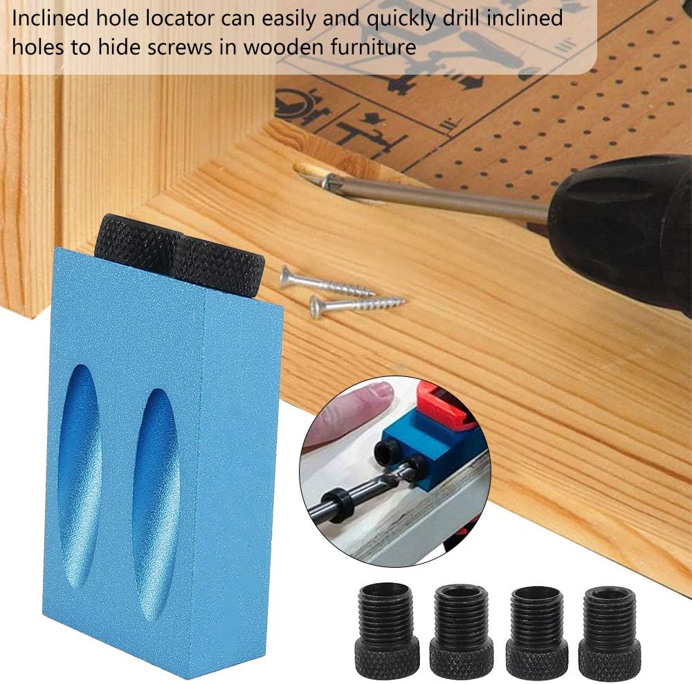 14Pcs Pocket Hole Jig Kit - 15° Punch Locator Angle Woodworking Tool Hole Screw Jig Positioner Drilling Kit Bit Jig Clamps for Woodworking - Dowel Drill Guide Joiner Woodworking Tools for Drilling - - 