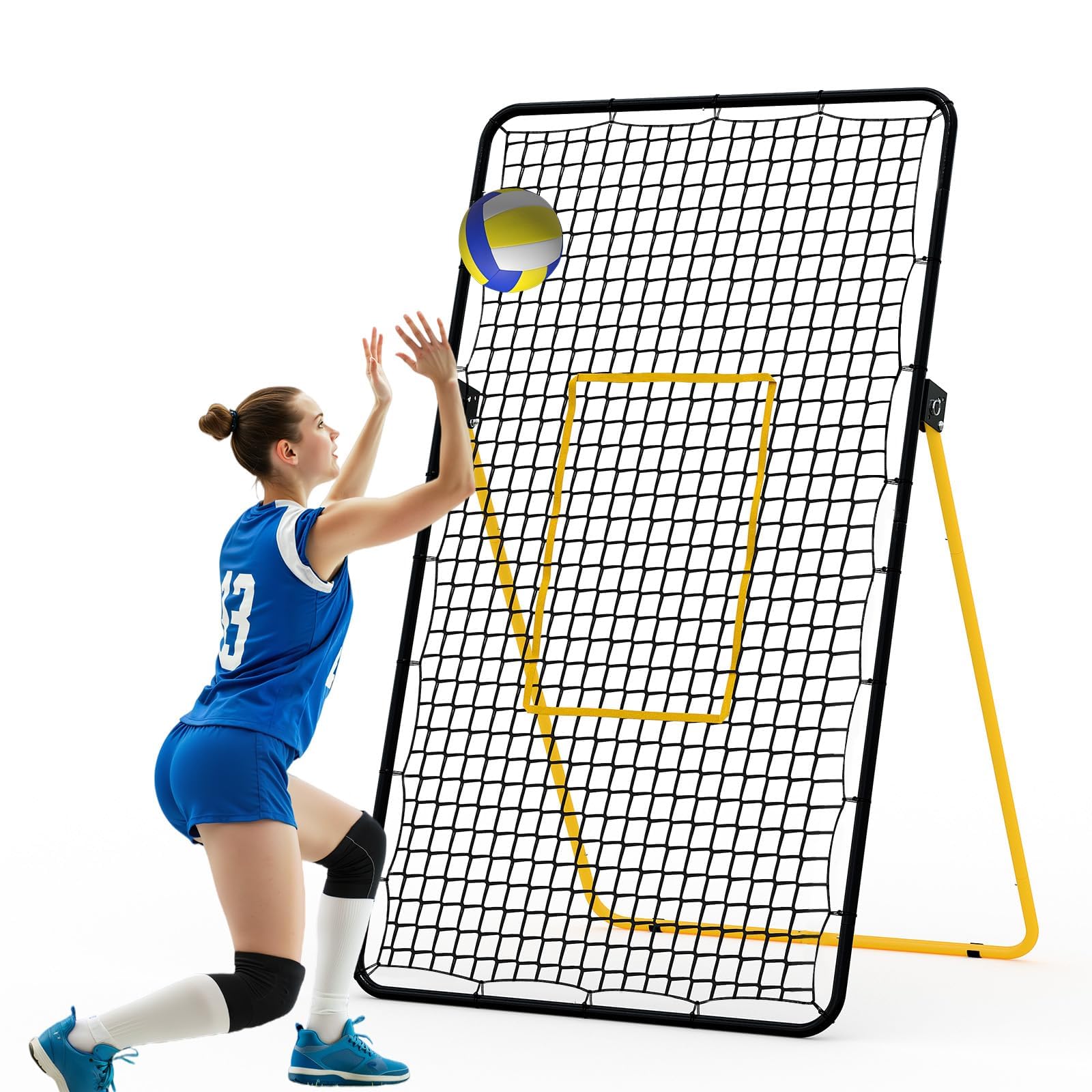 Garvee Rete da rimbalzo per pallavolo 7x4 ft – Angolo regolabile, pieghevole e portatile – Allenamento professionale per passaggi, bump e schiacciate – Facile da montare, per interno/esterno – Colore: