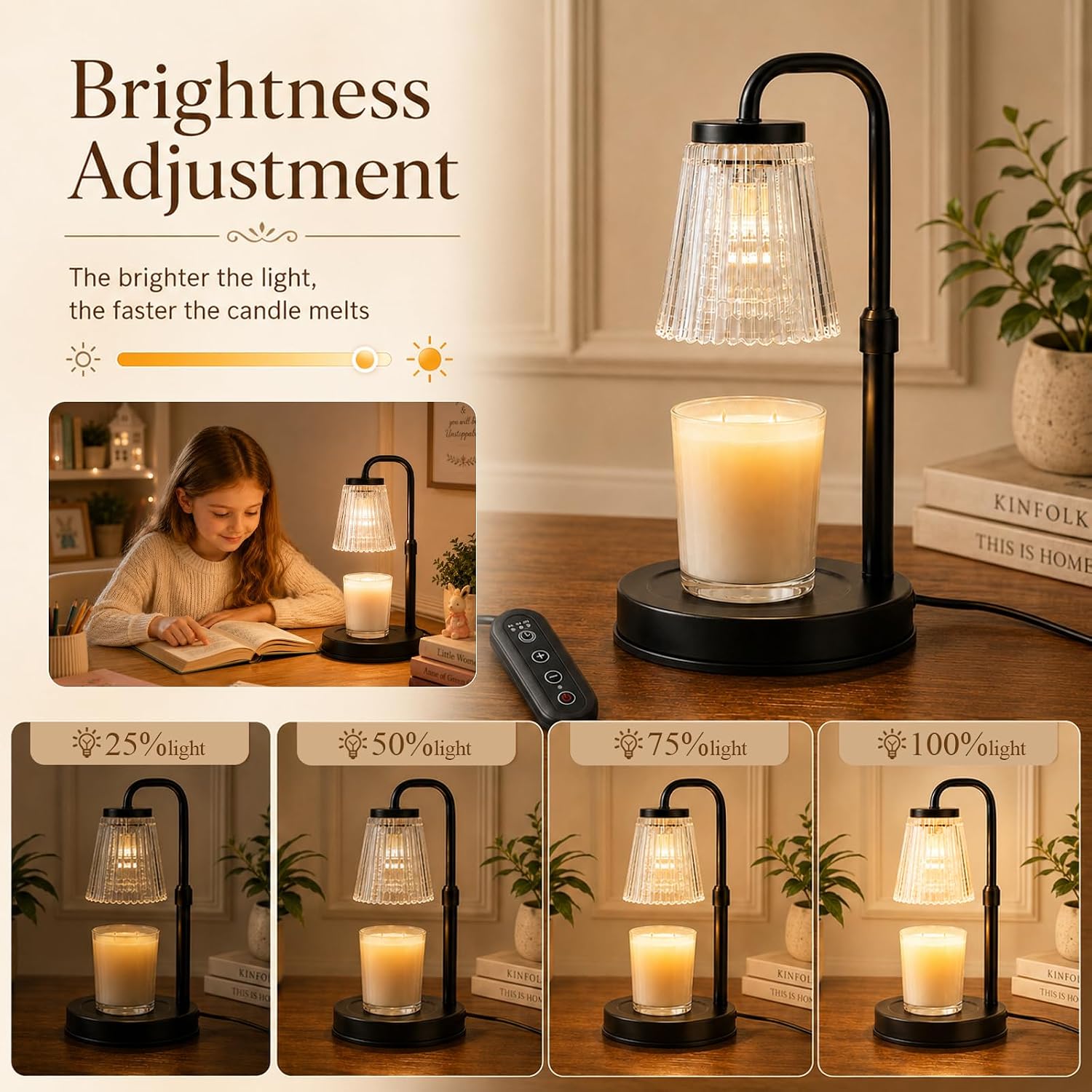 Candle Warmer Lamp with Timer, Remote Control, Adjustable Height, Dimmable image 3