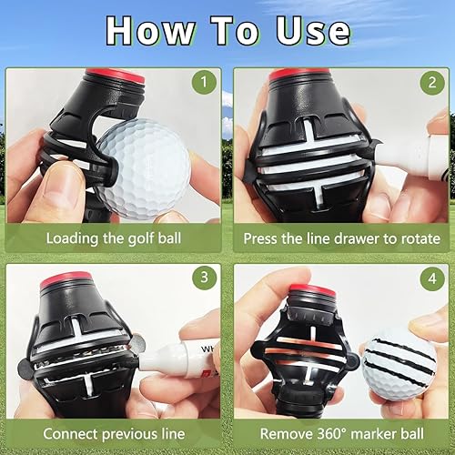 Miniatura 3 de 1 paquete de marcadores de pelota de golf 360  Marcador de línea de golf  Herramienta de marcado de alineación de pelota de golf para herramientas