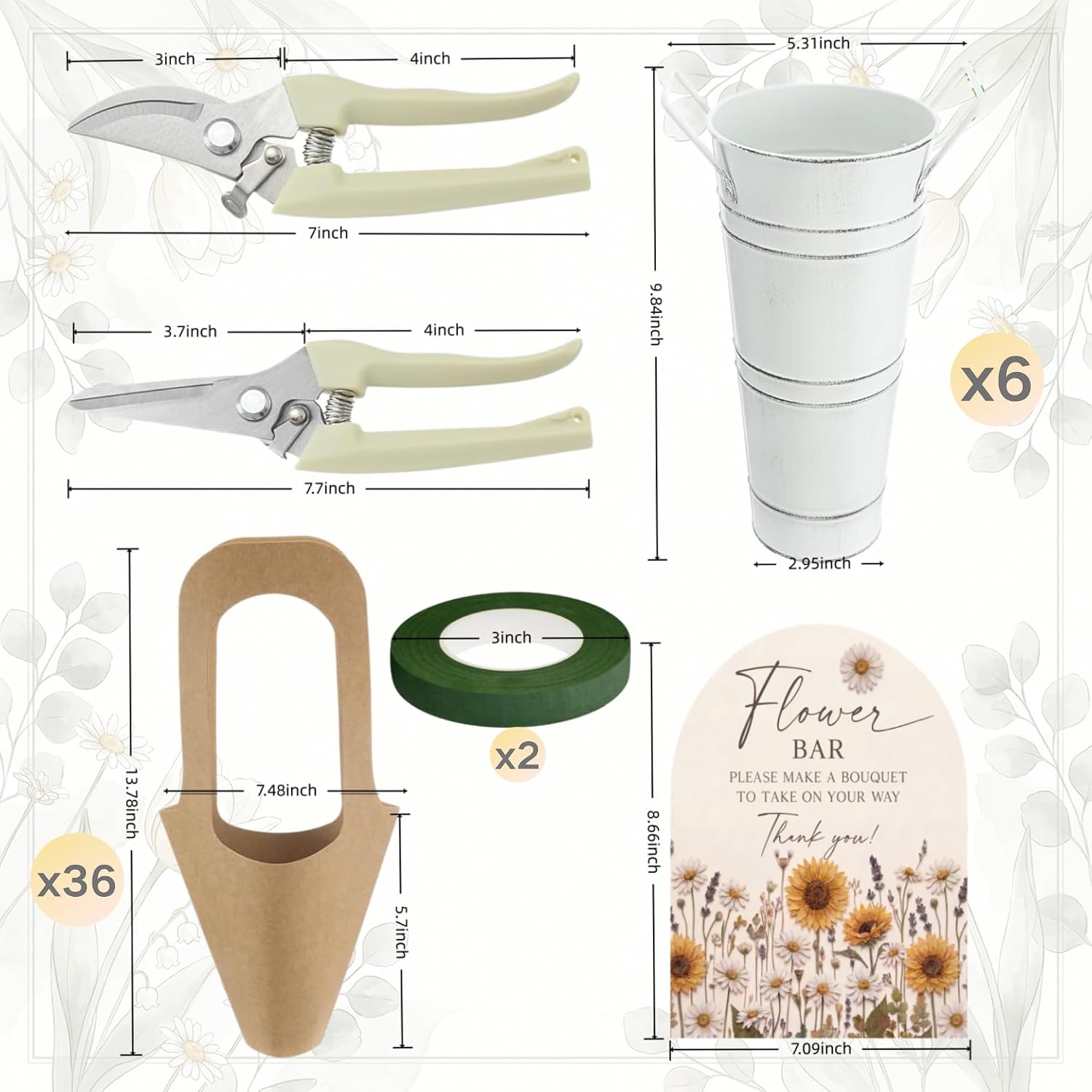 47-Piece Flower Bar Supplies Kit for Bloom Bar & DIY Bouquet Station image 2