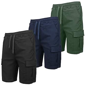 Galaxy by Harvic 3-Pack Men's Stretch Pull-On Cargo Shorts